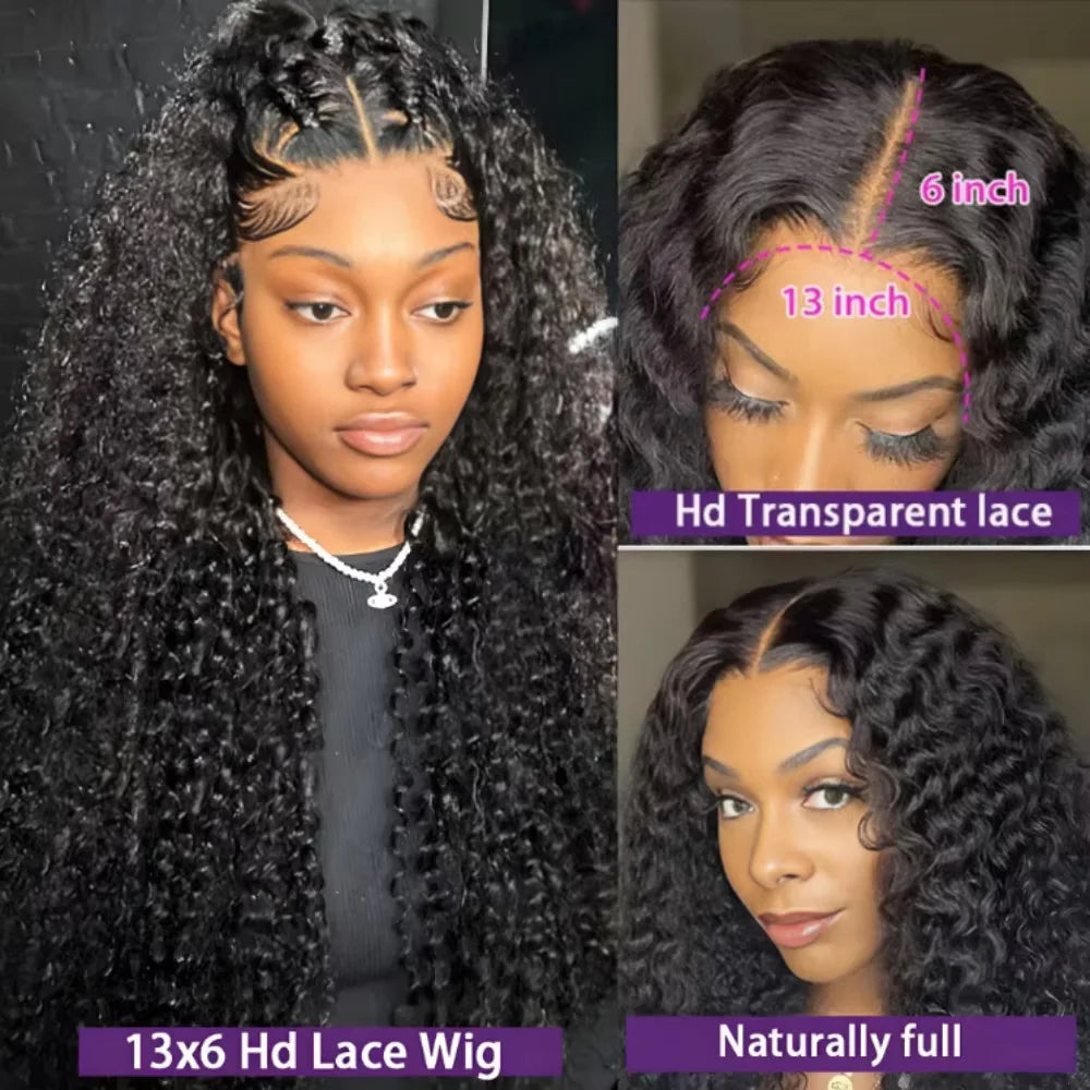 HD Transparent 220 Density 13x4 13x6 Water Deep Wave Frontal Wig 7x6 Closure Glueless Wig Ready To Wear 360 HD Lace Front Wig
