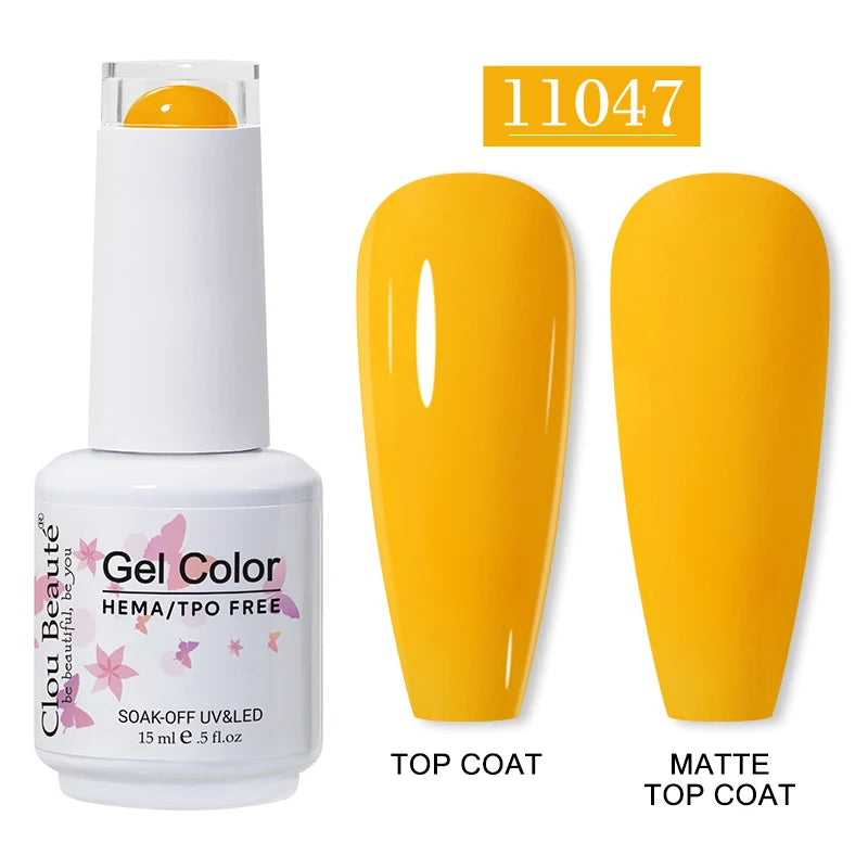 Clou Beaute 15ml Red Color Gel Polish Vernis Semi Permanent UV Varnish Gel Nail Polish Hema TPO Free Nails Art Manicure TOP BASE