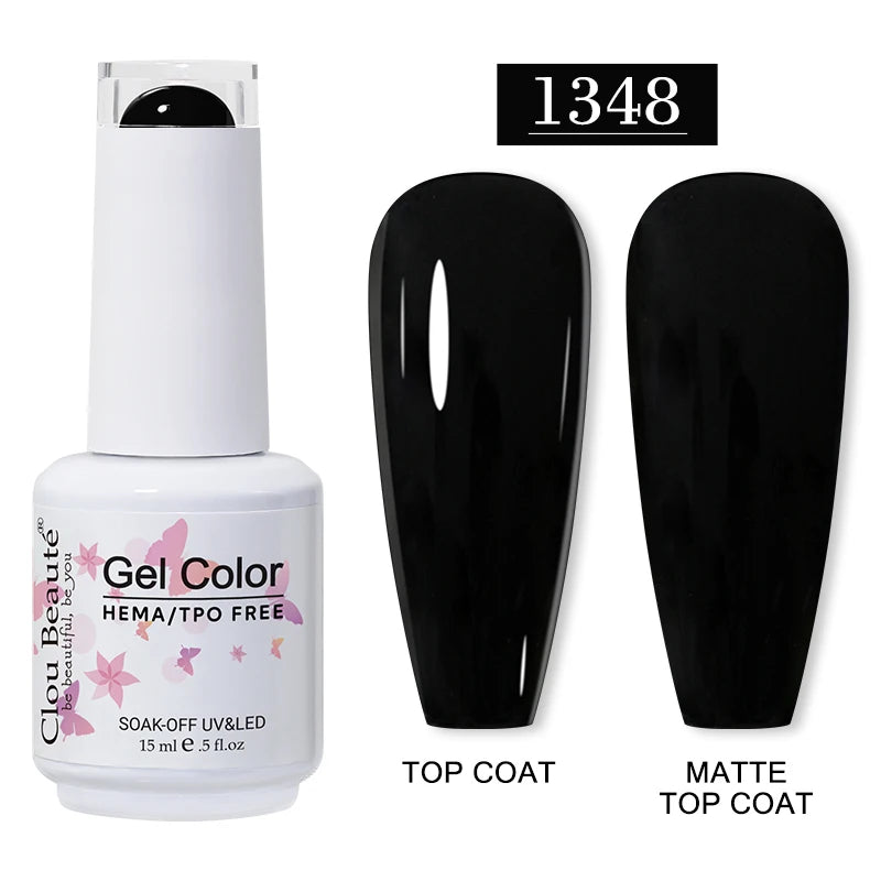 Clou Beaute 15ml Red Color Gel Polish Vernis Semi Permanent UV Varnish Gel Nail Polish Hema TPO Free Nails Art Manicure TOP BASE