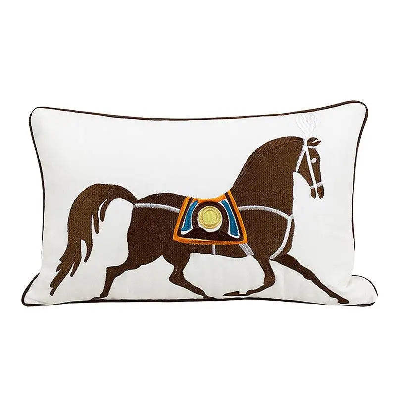 45x45cm 30x50cm Throw Pillow Embroidery Cushion Cover Horse Orange Color Luxury White Color Couch Pillow Without Core