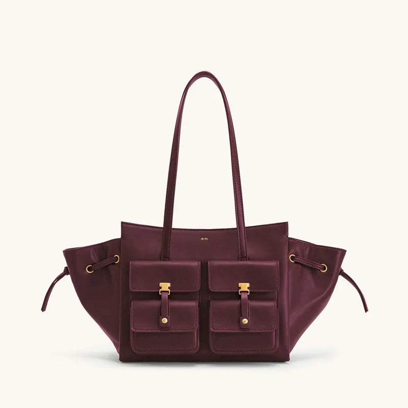 2026 Spring&Autumn JW PEI Pocket Handbag Linda Tote Bag for Women Large Capacity Commuter Shoulder Bag Crossbody Waxed Bag