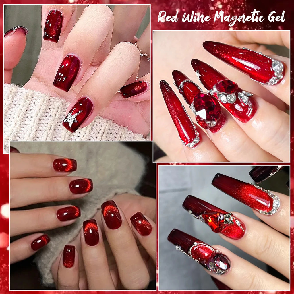 10ml Red Wine Magnetic Nai Gel Polish DIY Manicure Nail Art Varnish for Home Salon Long Lasting UV LED Vernis Easy to Apply