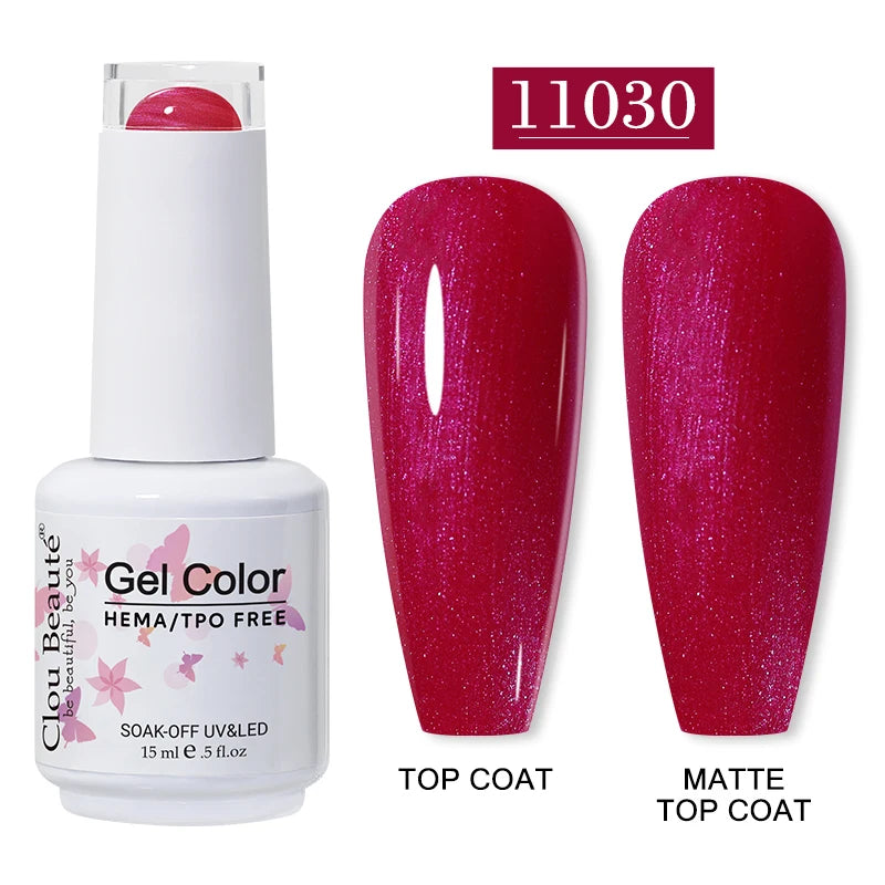 Clou Beaute 15ml Red Color Gel Polish Vernis Semi Permanent UV Varnish Gel Nail Polish Hema TPO Free Nails Art Manicure TOP BASE