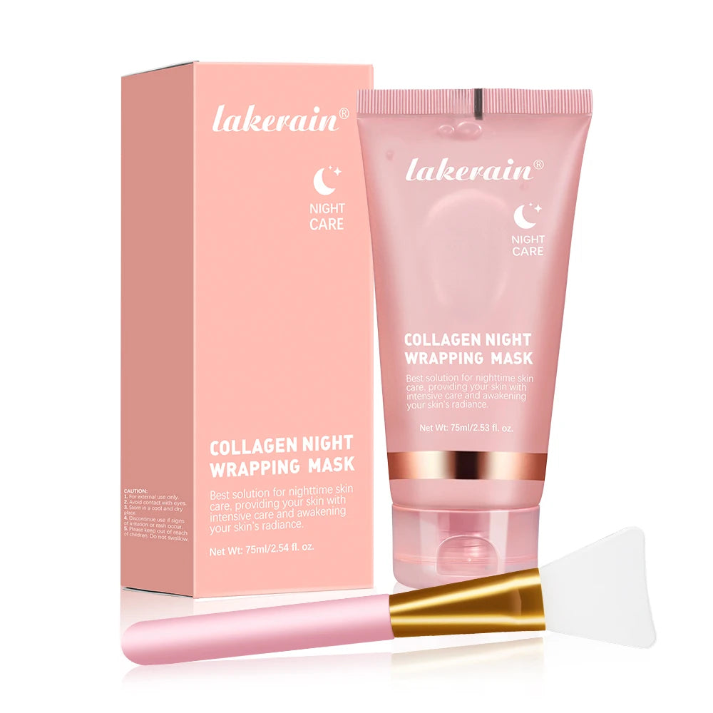 75ml Collagen Wrapping Mask Peel Off Mask & Brush Deep Hydration Moisturize Brightening Face Skin Facial Mask Skincare