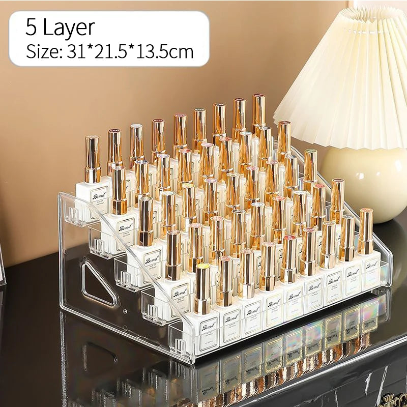 3/4/5/6/7 Layers Acrylic Nail Polish Display Organizer UV Gel Shelf Quick Install Cosmetic Rack Jewelry Stand Manicure Storage