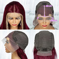 99J/613 Colored Highlight 13x4 Hd Transparent Straight  Lace Front Wigs Omber Blonde With Burgundy Red Human Hair Wigs Brazilian