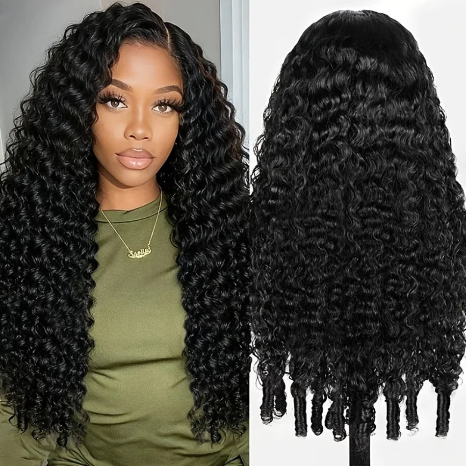 250 Density 13X6 Hd Lace Frontal Wig Burmese Curly Wig Human Hair Brazilian Lace Front Wig Natural Black 40 Inch For Black Women