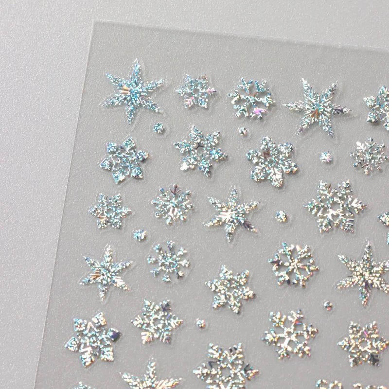 2pc Holographic Christmas Nail Art Stickers Iridescent Laser Snowflake Deer Tree Winter Slider Decals New Year Manicure Supplies