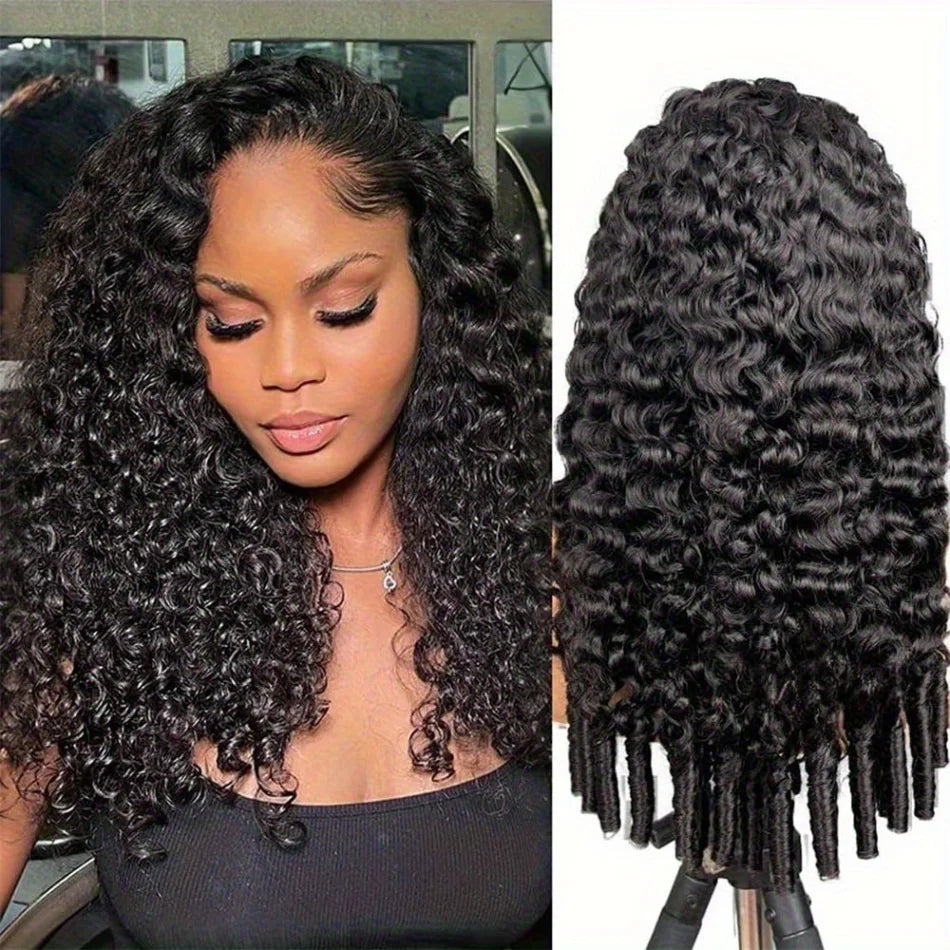 250 Density 13X6 Hd Lace Frontal Wig Burmese Curly Wig Human Hair Brazilian Lace Front Wig Natural Black 40 Inch For Black Women