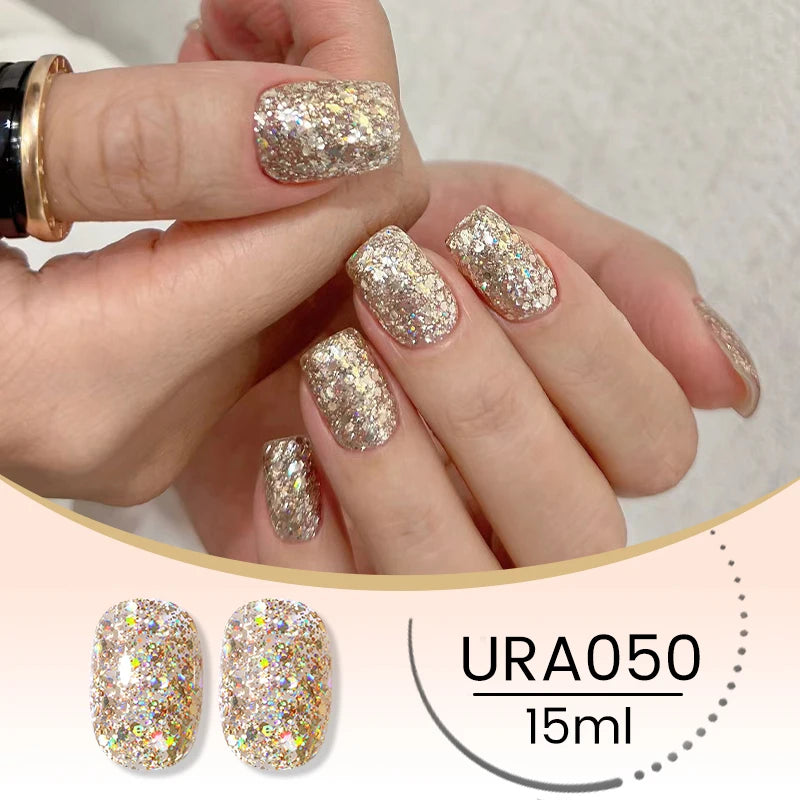 UR SUGAR 15ml Champagne Gold Sliver Reflective Glitter Gel Nail Polish Varnish Semi Permanent Soak Off UV Gel For Manicure Art
