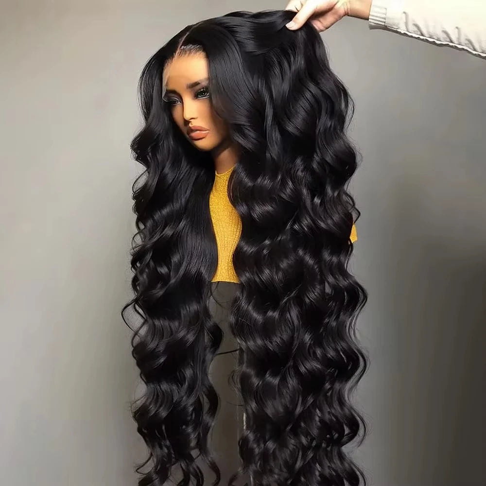 Rosslyn Body Wave Human Hair Wigs 13x6 Hd Lace Frontal Wig 1b Black Wig 200% High Density Lace Wigs Bleached Knoted Flash Sale