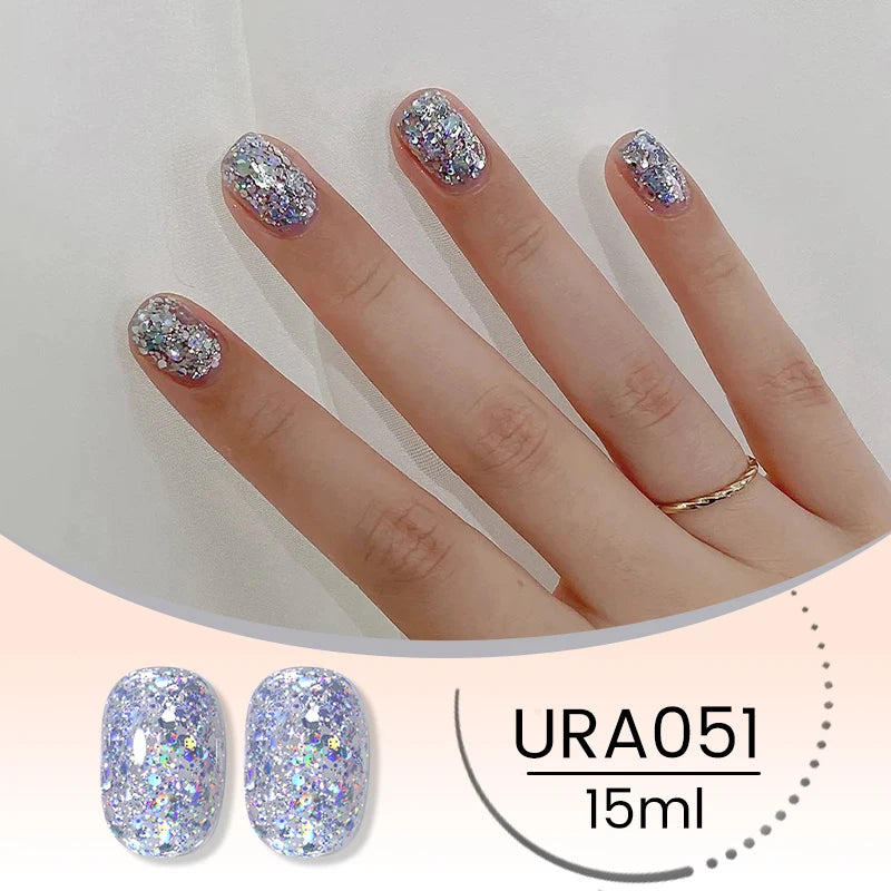 UR SUGAR 15ml Champagne Gold Sliver Reflective Glitter Gel Nail Polish Varnish Semi Permanent Soak Off UV Gel For Manicure Art