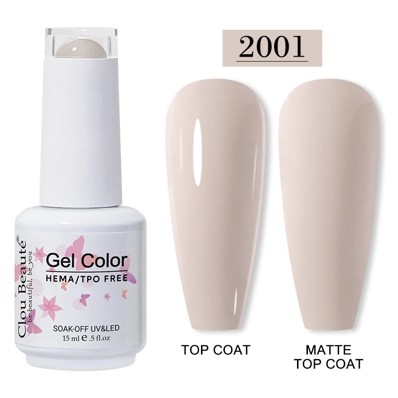 Clou Beaute 15ml Red Color Gel Polish Vernis Semi Permanent UV Varnish Gel Nail Polish Hema TPO Free Nails Art Manicure TOP BASE