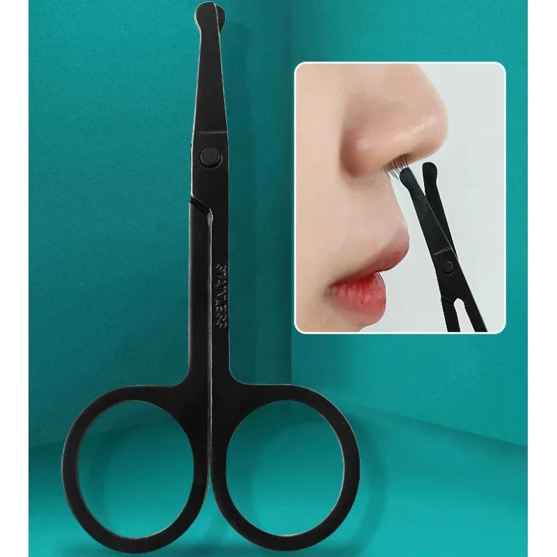 Black Round Head Nose Hair Trimmer, Stainless Steel Safety Nose Trimmer for Men & Women