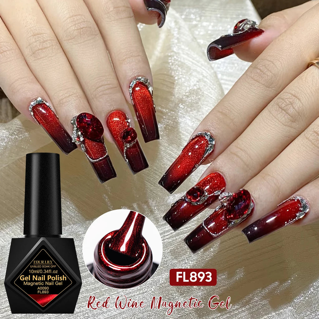 10ml Red Wine Magnetic Nai Gel Polish DIY Manicure Nail Art Varnish for Home Salon Long Lasting UV LED Vernis Easy to Apply