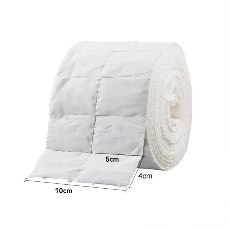 300Pcs/Roll Nail Polish Remover Cotton Pads White Torn Off Lint Free Nail Wipes for Gel Glue Makeup Manicure Cleaning Tool Paper