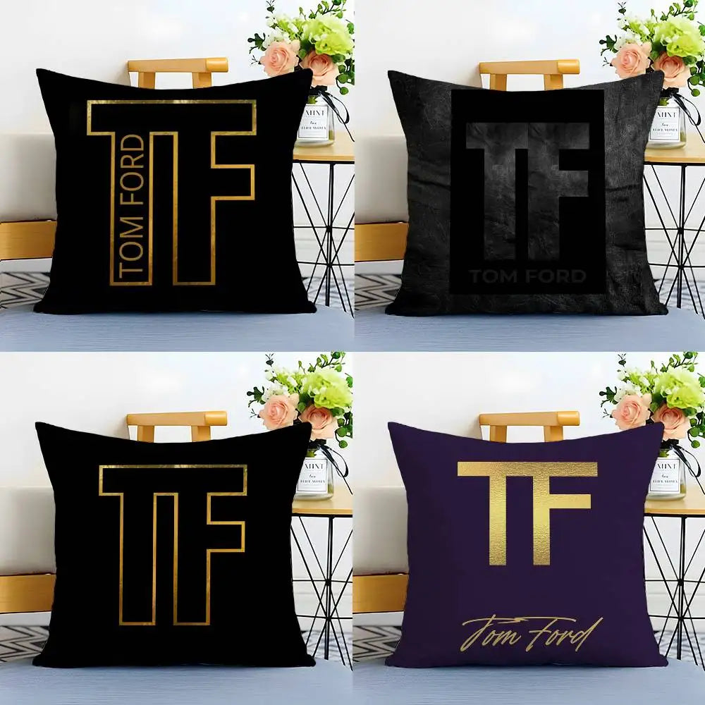 Luxury T-Tom F-Ford Pillow Case Anti-dustmite Pillowcase Invisible zipper silky short plush Sofa cushion cover