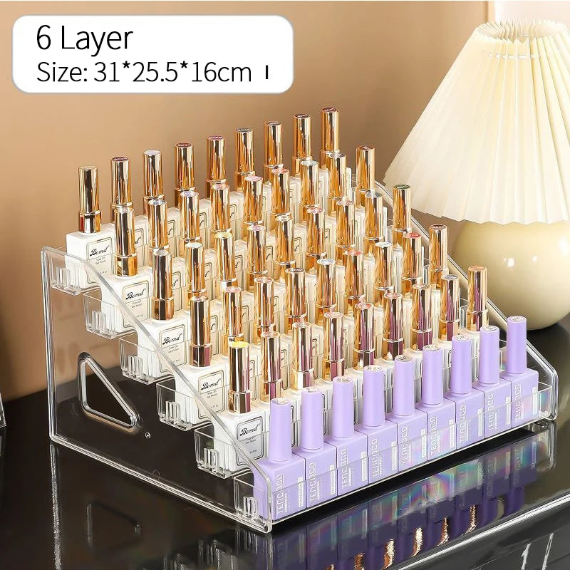 3/4/5/6/7 Layers Acrylic Nail Polish Display Organizer UV Gel Shelf Quick Install Cosmetic Rack Jewelry Stand Manicure Storage