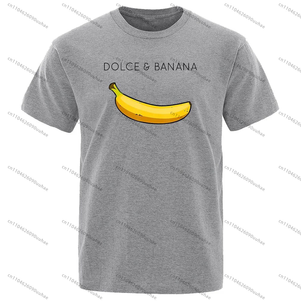 2026 Fashion Men's T-Shirt, Dolce & Gabbana with Banana Pattern Print T-Shirt, 100% Cotton Comfortable Casual Breathable T-Shir