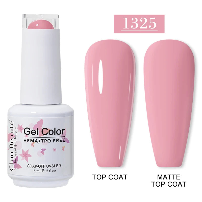 Clou Beaute 15ml Red Color Gel Polish Vernis Semi Permanent UV Varnish Gel Nail Polish Hema TPO Free Nails Art Manicure TOP BASE