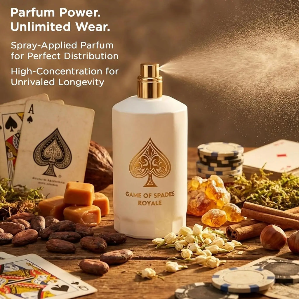 Jo Milano Game of Spades Perfume 100ml Unisex EDP Long Lasting 10h Warm Spicy Citrus Oud Moon Royale Full House Wildcard Spray Independence Day 4th of July Father Day Gift Idea Creative Birthday Wedding Anniversary Milestone Graduation Celebration Fine Mi