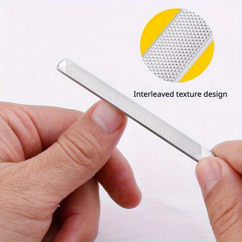 2Pcs Double-Sided Stainless Steel Nail Files, Professional Odorless Manicure Tools