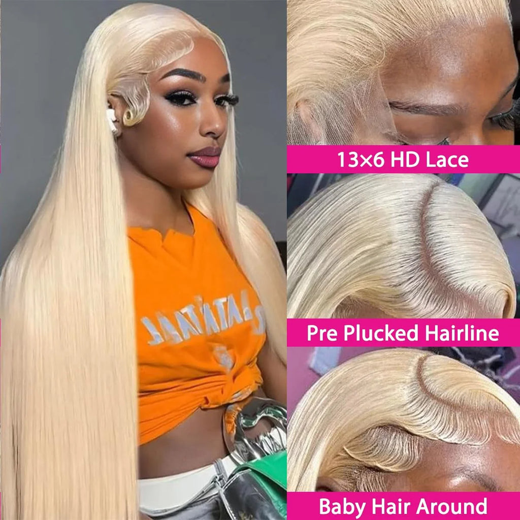13x4 13x6 HD Transparent 613 Honey Blonde Lace Front Human Hair Wigs Raw Brazilian Straight Lace Frontal Wig Remy Human Hair