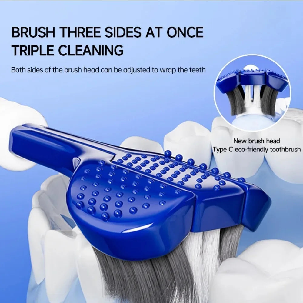 3D Manual Toothbrush 6pcs Three sided U-shaped Soft Toothbrush for Comprehensive Oral Cleaning for Adults, Men and Women, Coup