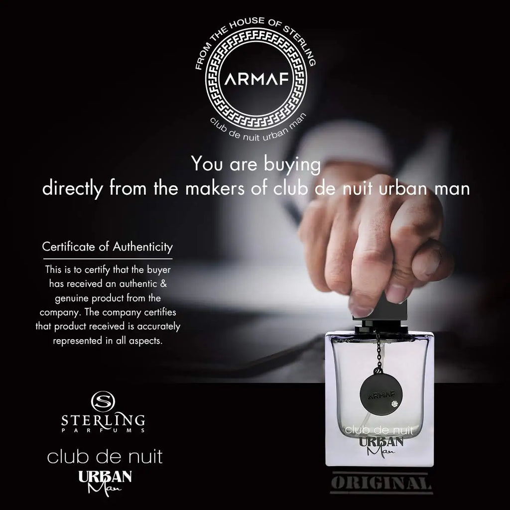 Armaf Club De Nuit Urban for Man Eau de Parfum Spray, 3.6 Ounce Bergamot, Mint, Grapefruit and Cardamom