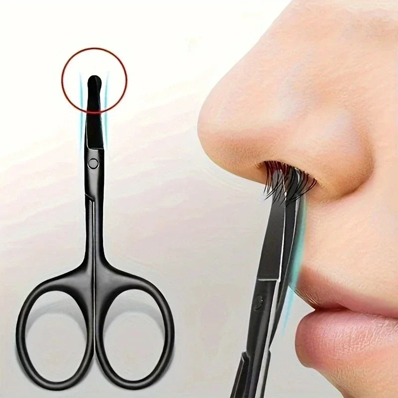 Black Round Head Nose Hair Trimmer, Stainless Steel Safety Nose Trimmer for Men & Women