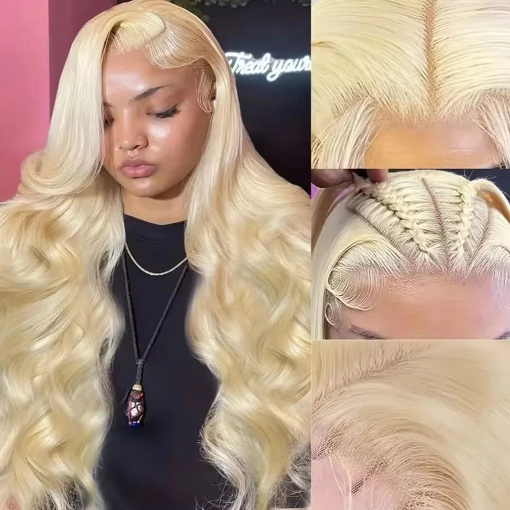 200 Density 40 Inch 613 Human Hair Wig 13x6 Hd Lace Frontal Blonde Human Hair Wig Pre Plucked BrazilianBody Wave Lace Front Wigs