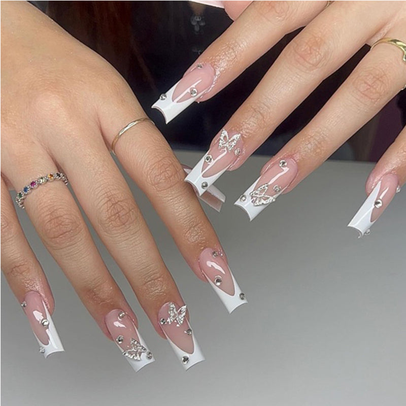 24 PCS Diamond Butterfly Nail Art