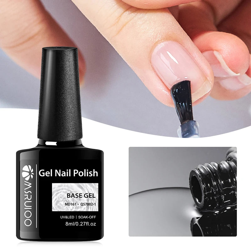 MSRUIOO 8ml Base Top Coat Gel Polish Semi Permanent Soak Off UV Gel LED Nail Art Varnish Base Gel Top Coat Gel Varnish Manicure