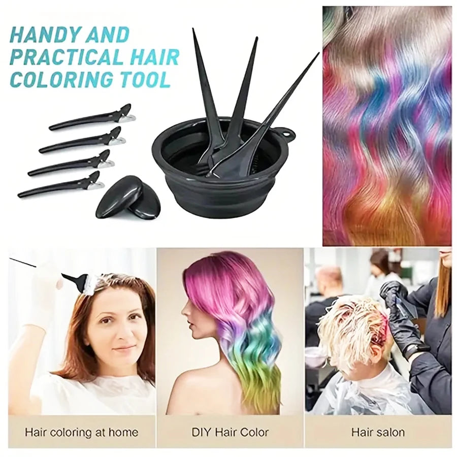 13pcs Professional Hair Dye Kit with Brushes, Color Bowl, Ear Covers & Clips - Salon Quality DIY Home Coloring Set