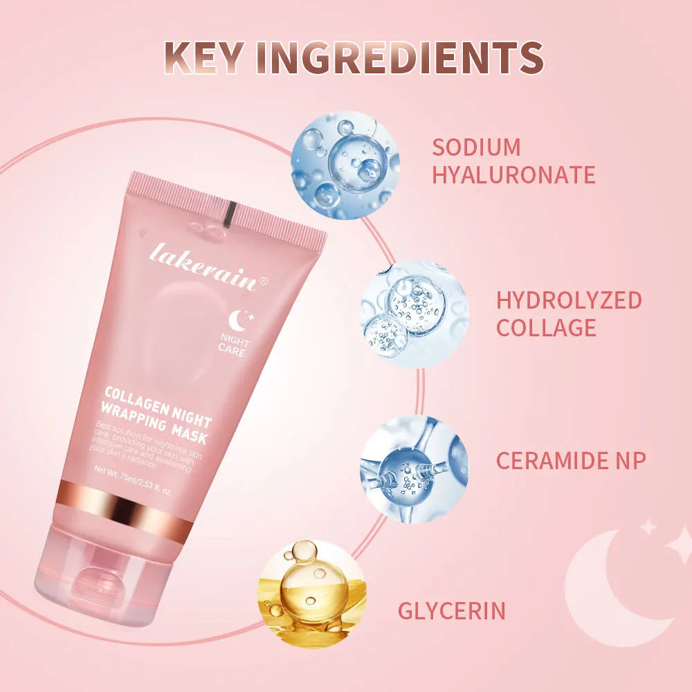 75ml Collagen Wrapping Mask Peel Off Mask & Brush Deep Hydration Moisturize Brightening Face Skin Facial Mask Skincare