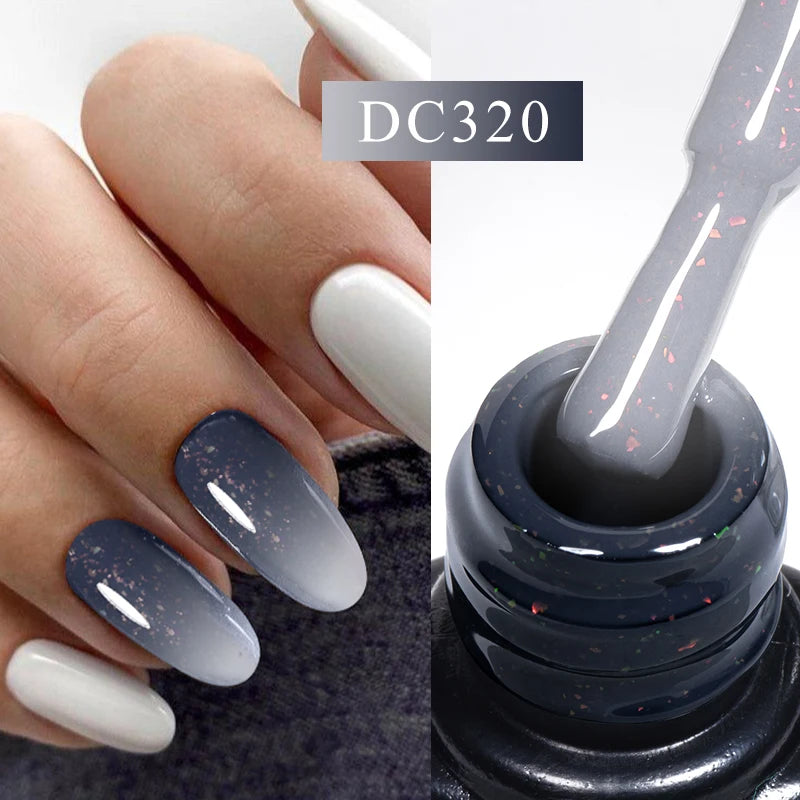 Mtssii 7ml Changing AurorasThermal Rubber Base Gel Nail Polish Nude Purple Glitter Sparking Long Lasting Manicure Art Varnish