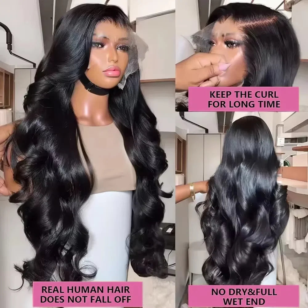 250% Density 30 inch 13x4 HD Lace Front Human Hair Wigs For Women Body Wave Brazilian Short Bob Glueless Frontal Wig Pre Plucked
