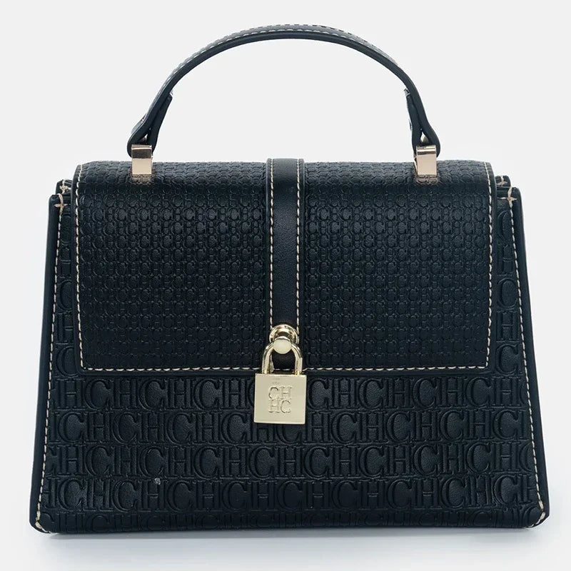 CHCH Luxury Brand Women's Tote Bag Delicate Compact Monogram Print Lock Design Versatile Simple Solid Color Women's Shoulder Bag