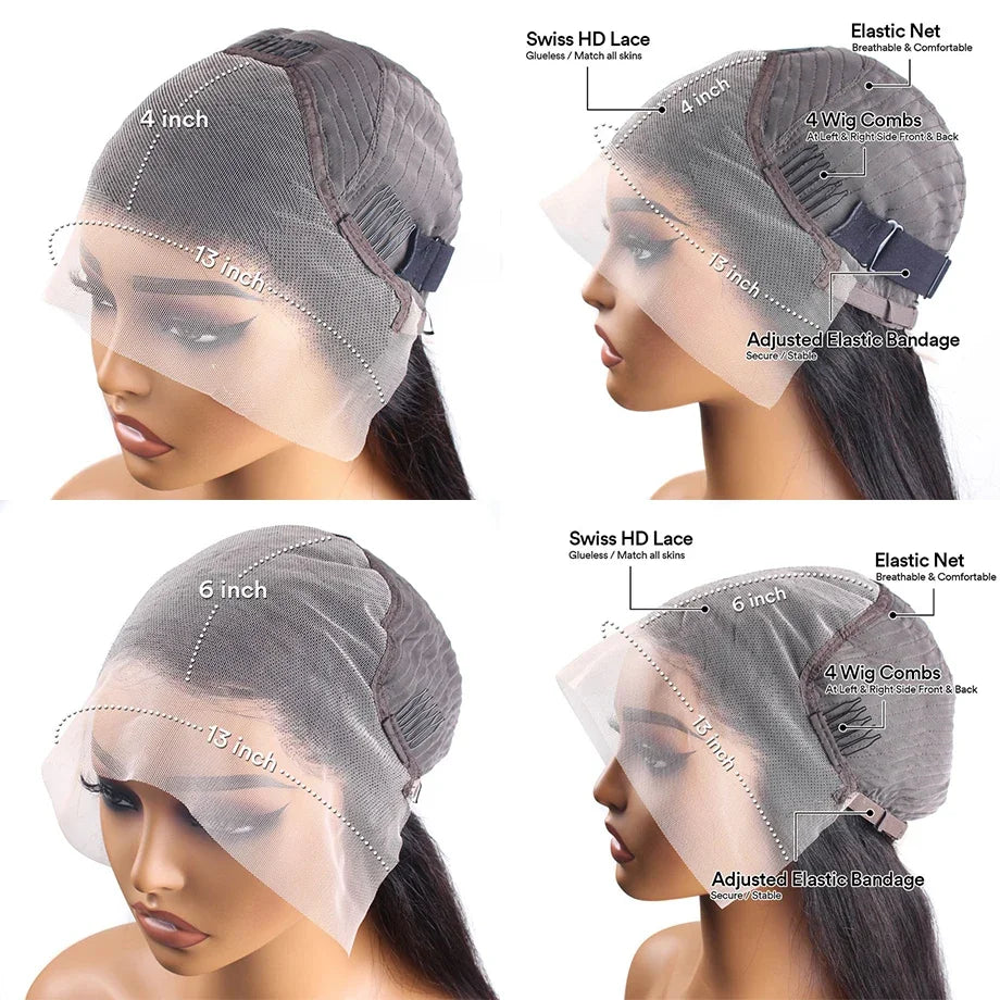 Glueless 5x5 7x6 Bone Straight HD Lace Front Wig Straight Human Hair For Black Women Pre Plucked Brazilian Lace Frontal Wigs