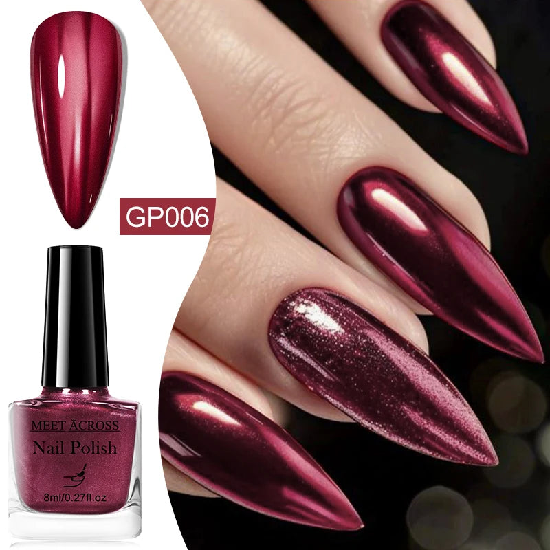 8ml Metallic Nail Polish Mirror Effect Fast Drying Long-Lasting Nails Art Polish DIY No Need Lamp Cure Manicure Nail Supplies