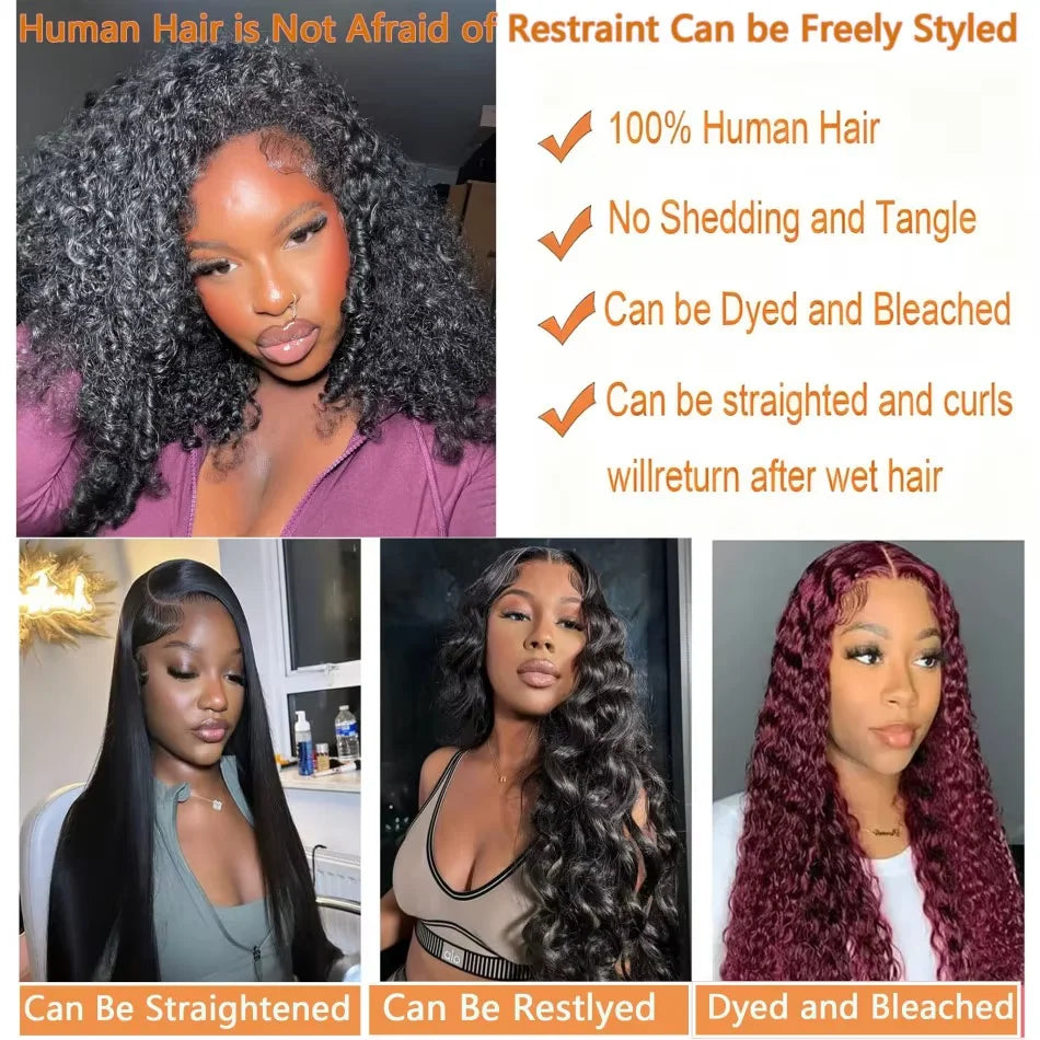 250 Density 13X6 Hd Lace Frontal Wig Burmese Curly Wig Human Hair Brazilian Lace Front Wig Natural Black 40 Inch For Black Women