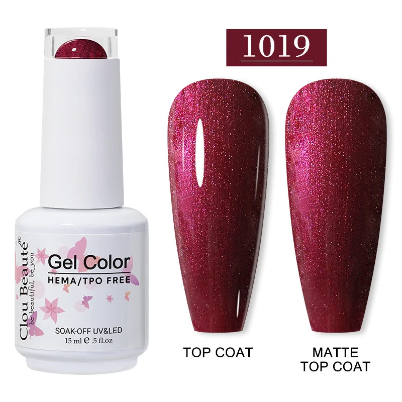Clou Beaute 15ml Red Color Gel Polish Vernis Semi Permanent UV Varnish Gel Nail Polish Hema TPO Free Nails Art Manicure TOP BASE