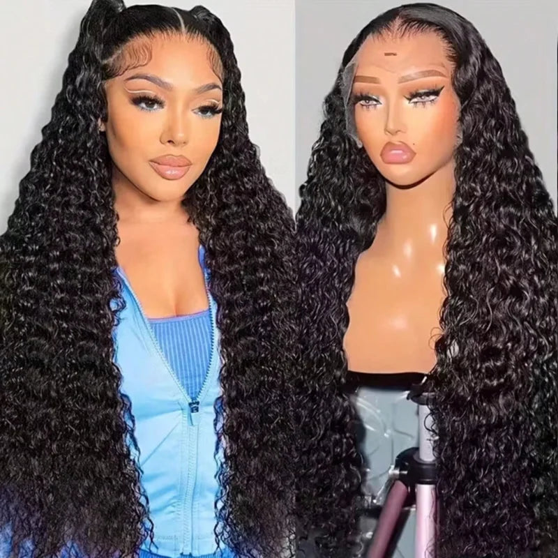 Deep Wave Human Hair Wig 13x4 Lace Front Wig For Women 200% Density Pre-Plucked With Baby Hair Transparent Lace Wig 22 Inch