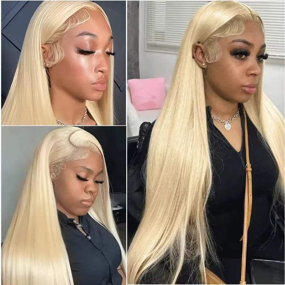613 Blonde Straight Human Hair Wig 13x4 13x6 HD Transparent Lace Front Wigs Brazilian Virgin Hair 200 Density Pre Plucked Lace