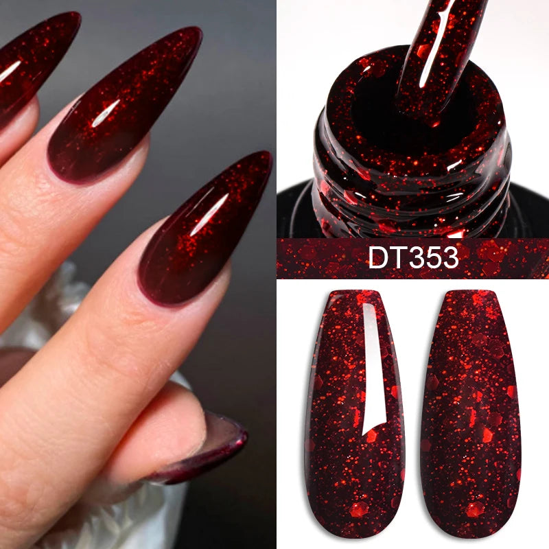 MEET ACROSS 7ml Wine Red Gel Nail Polish Long-Lasting French Style Gel Nail Supplies For Manicure DIY Design Nail Art Varnish