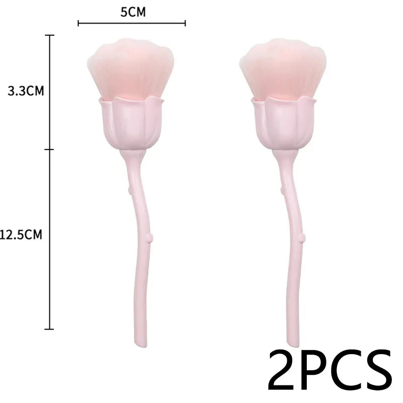 Flower Nail Brush for Manicure Gold Rose Shape Nail Art Brushes Round Small UV Gel Polish Powder Cleaning Tools Nail Accesories