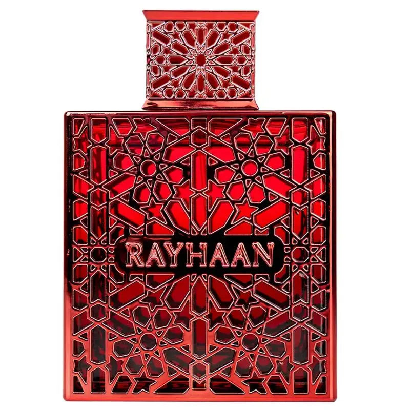 Rayhaan Extrait de Parfum: Bold Red Bottle, Warm Oud & Spicy Notes for Unisex