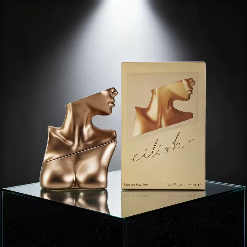 Eilish Eau de Parfum: Sculpted Gold Bust Bottle, Warm Gourmand Scent for Women