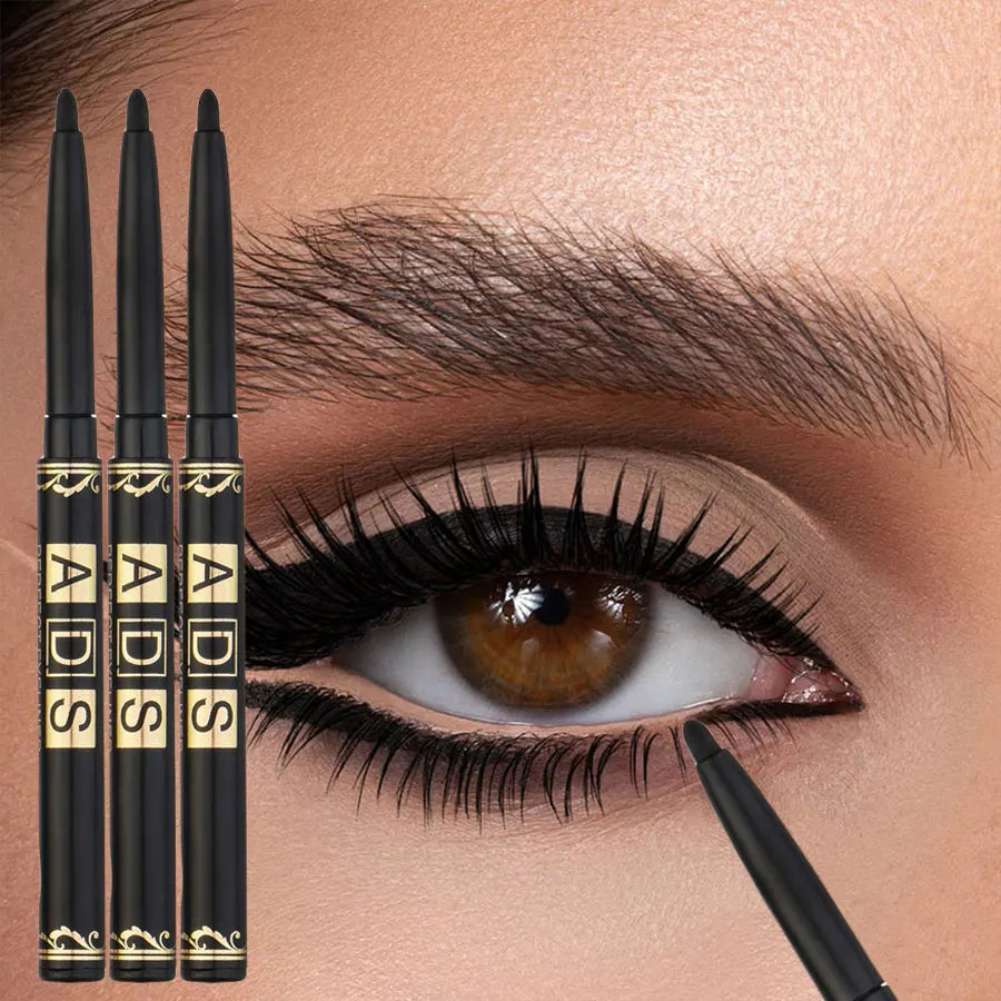 3pcs Black Eyeliner Pencils -Waterproof, Sweatproof & Smudge-Proofwith Easy Twist Application for Flawless Eye Makeup