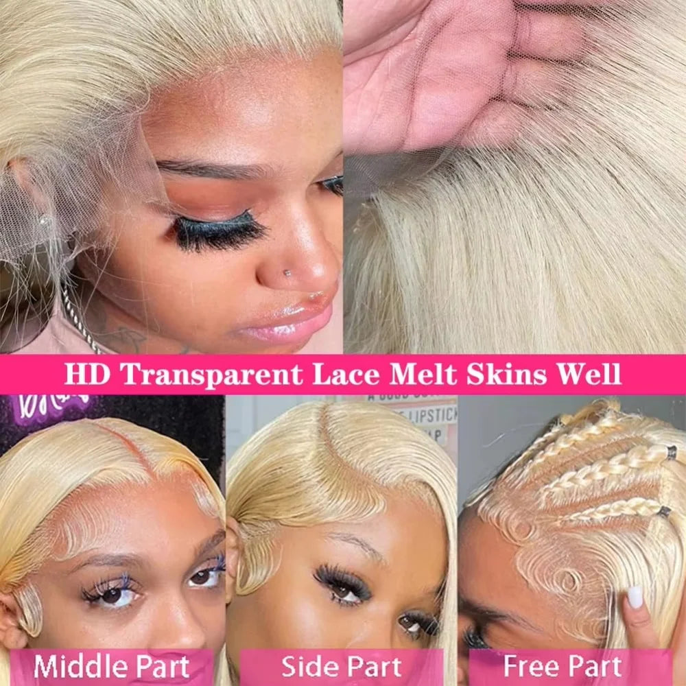 613 Blonde Straight Human Hair Wig 13x4 13x6 HD Transparent Lace Front Wigs Brazilian Virgin Hair 200 Density Pre Plucked Lace